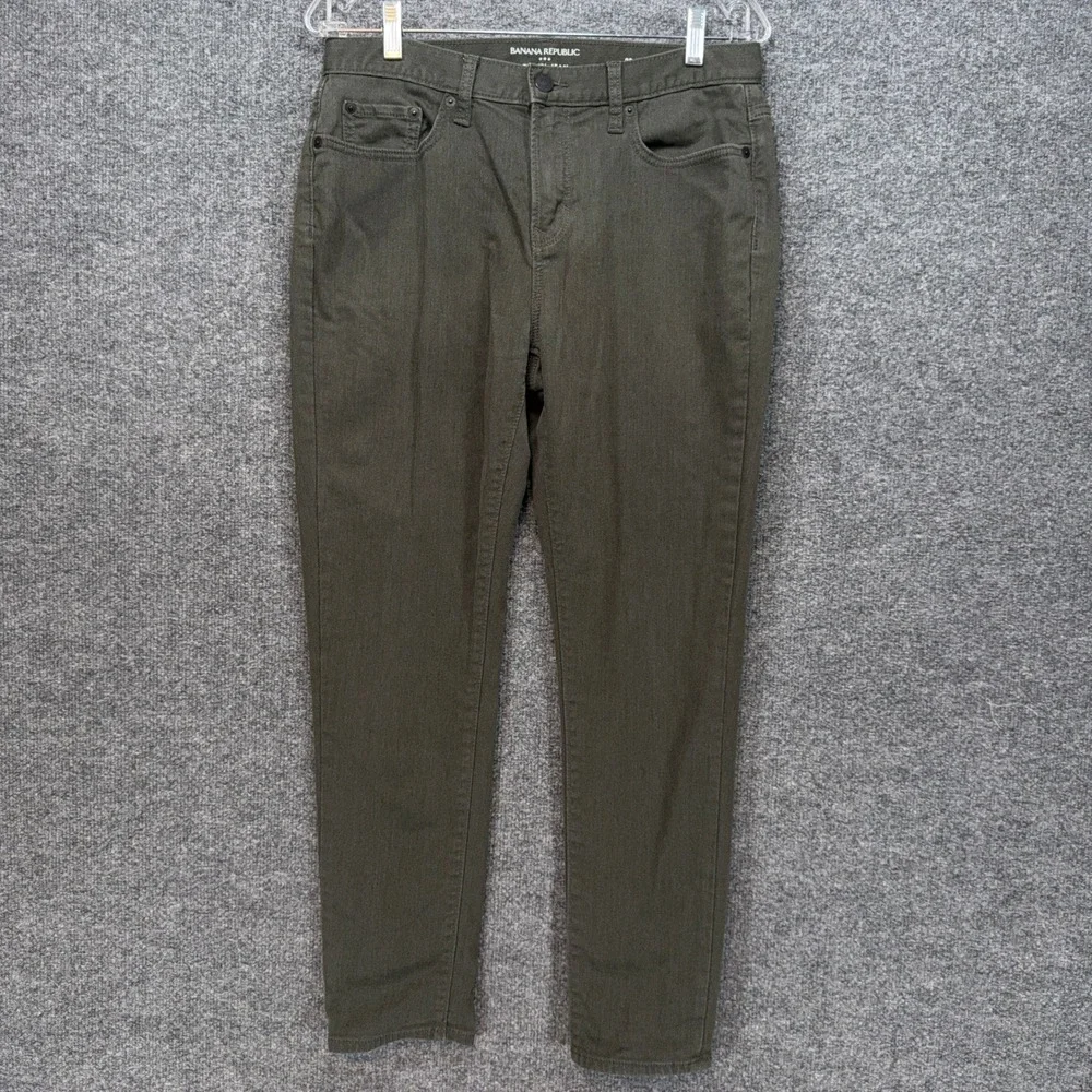 Banana Republic Travel Jean Mens 30x30 Green Athletic Fit Stretch Denim Casual